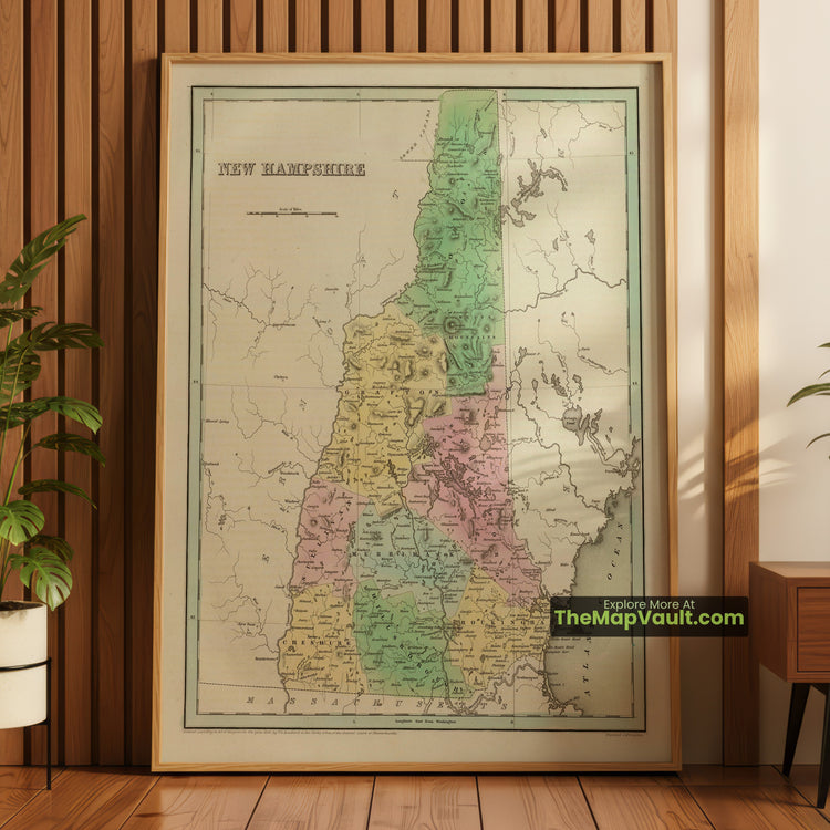 New Hampshire Map 1838 State Print - Concord, Manchester, Portsmouth - image 1