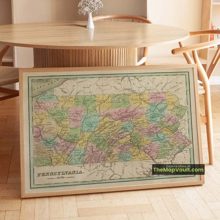 Pennsylvania Map 1838 State Print - Philadelphia, Pittsburgh, Harrisburg - image 1