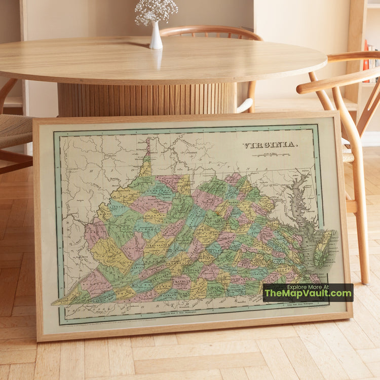 Virginia Map 1838 State Print - Richmond, Norfolk, Alexandria - image 1