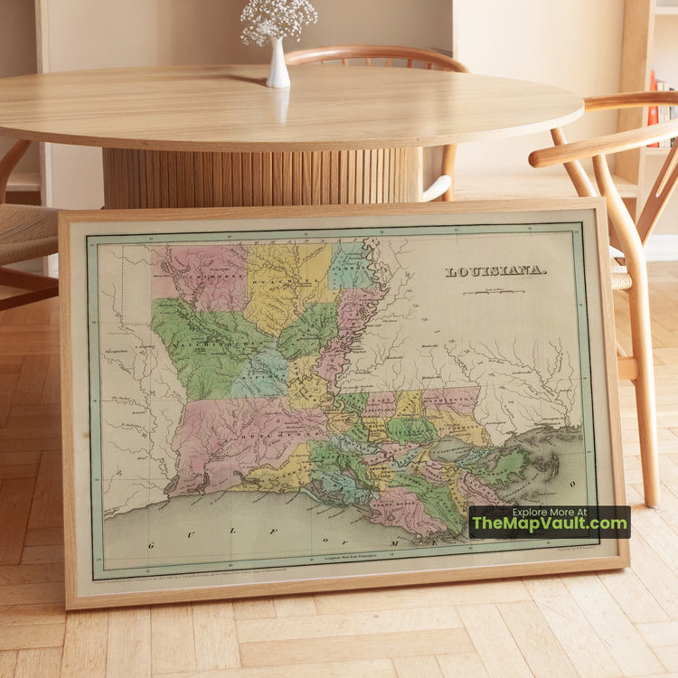 Louisiana Map 1838 State Print - New Orleans, Baton Rouge, Shreveport - image 1
