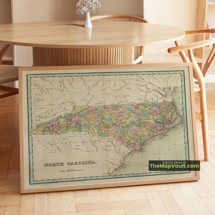 North Carolina Map 1838 State Print - Raleigh, Wilmington, Charlotte - image 1