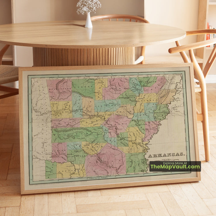Arkansas Map 1838 State Print - Little Rock, Fort Smith, Fayetteville - image 1