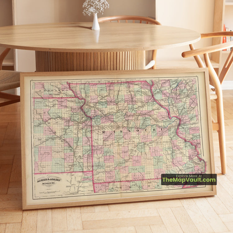 Missouri Map 1874 State Print - St. Louis, Kansas City, Jefferson City - image 1