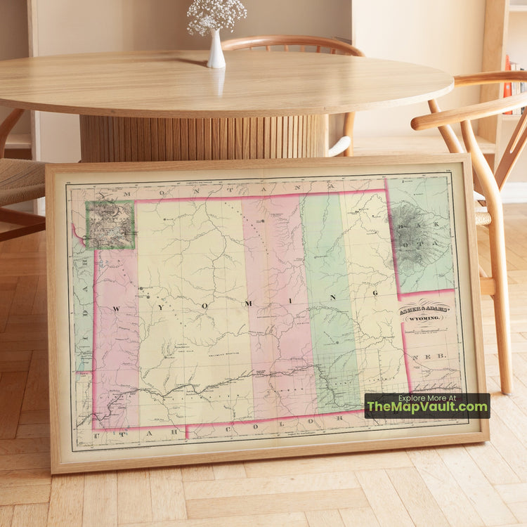 Wyoming Map 1874 Territorial Print - Cheyenne, Yellowstone, Laramie - image 1