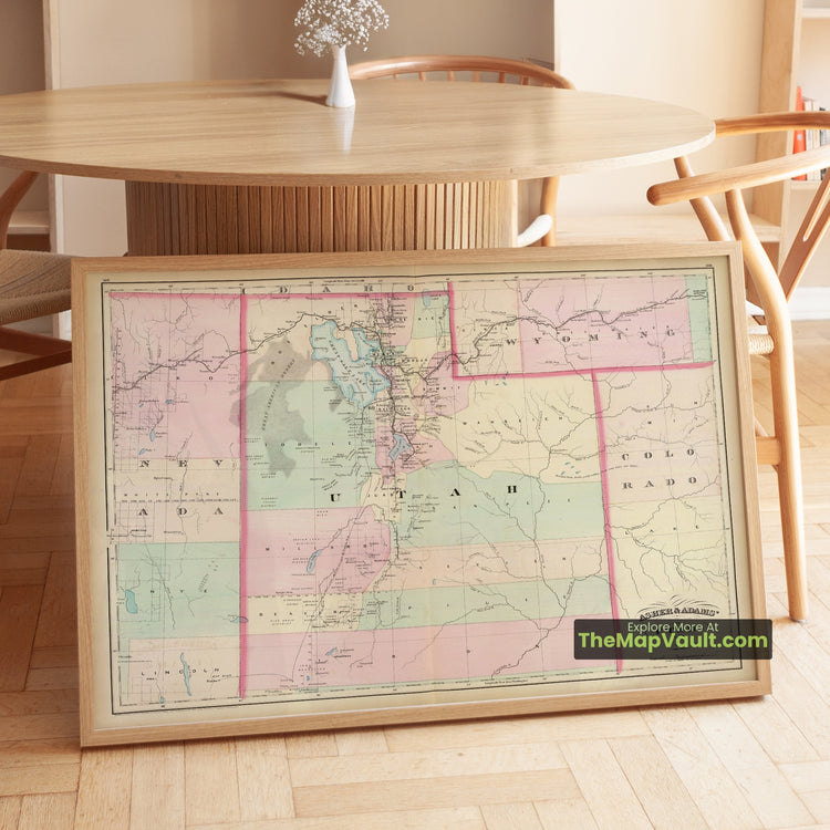 Utah Map 1874 Territorial Print - Salt Lake City, Ogden, Provo - image 1