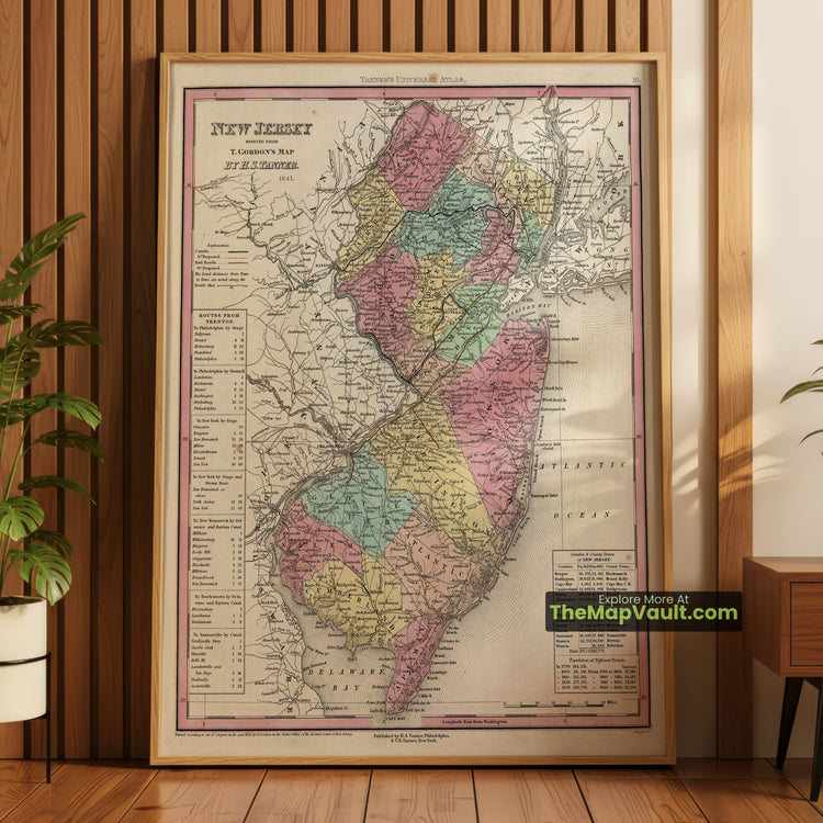 New Jersey Map 1842 State Print - Trenton, Newark, Camden - image 1