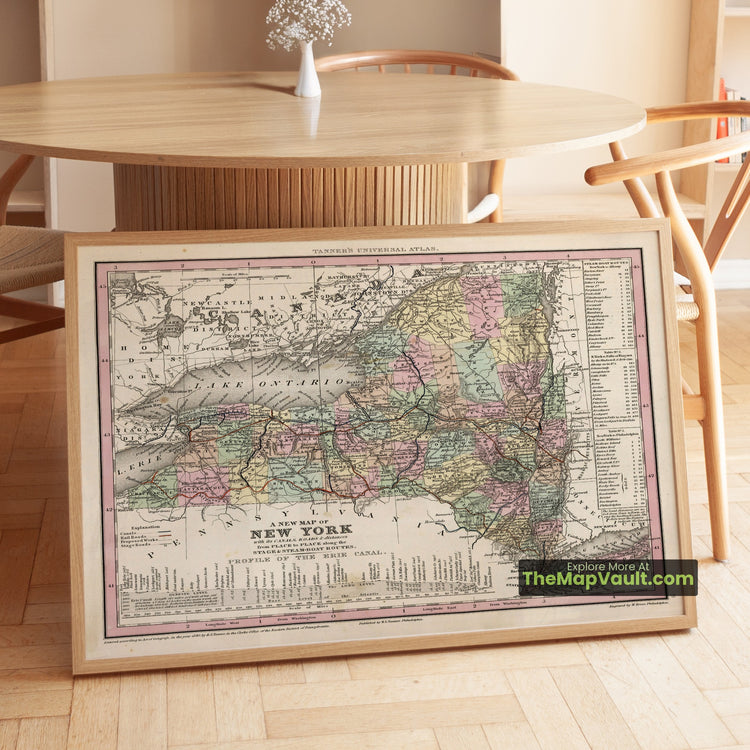 New York Map 1840 State Print - New York City, Albany, Buffalo - image 1