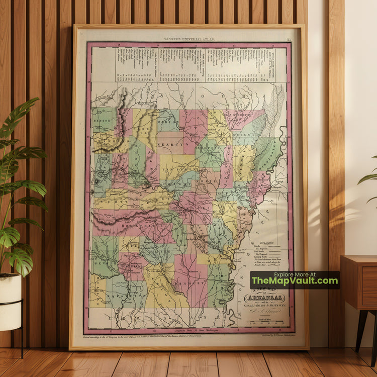 Arkansas Map 1841 State Print - Little Rock, Fayetteville, Fort Smith - image 1