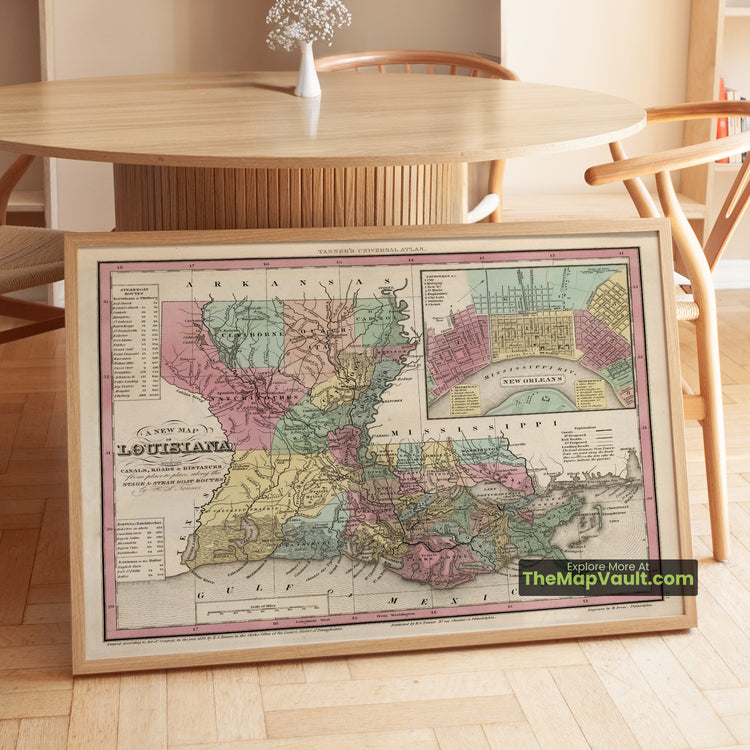 Louisiana Map 1839 State Print - New Orleans, Baton Rouge, Shreveport - image 1