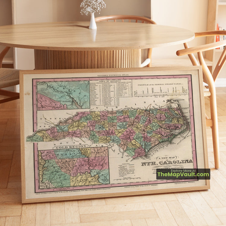North Carolina Map 1841 State Print - Raleigh, New Bern, Craven County - image 1