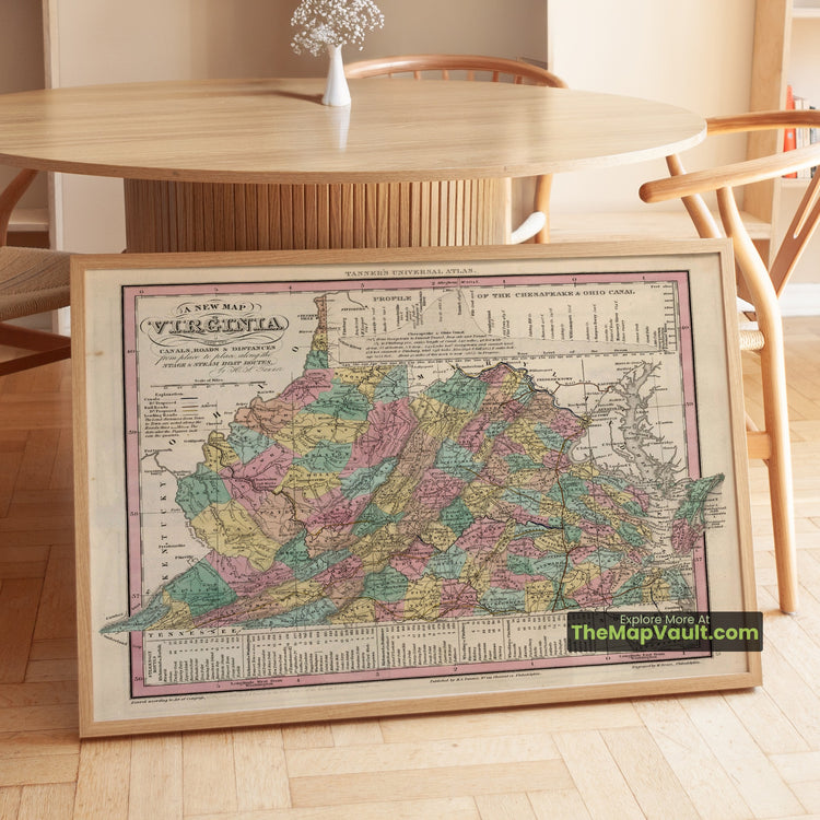 Virginia Map 1842 State Print - Richmond, Norfolk, Alexandria - image 1