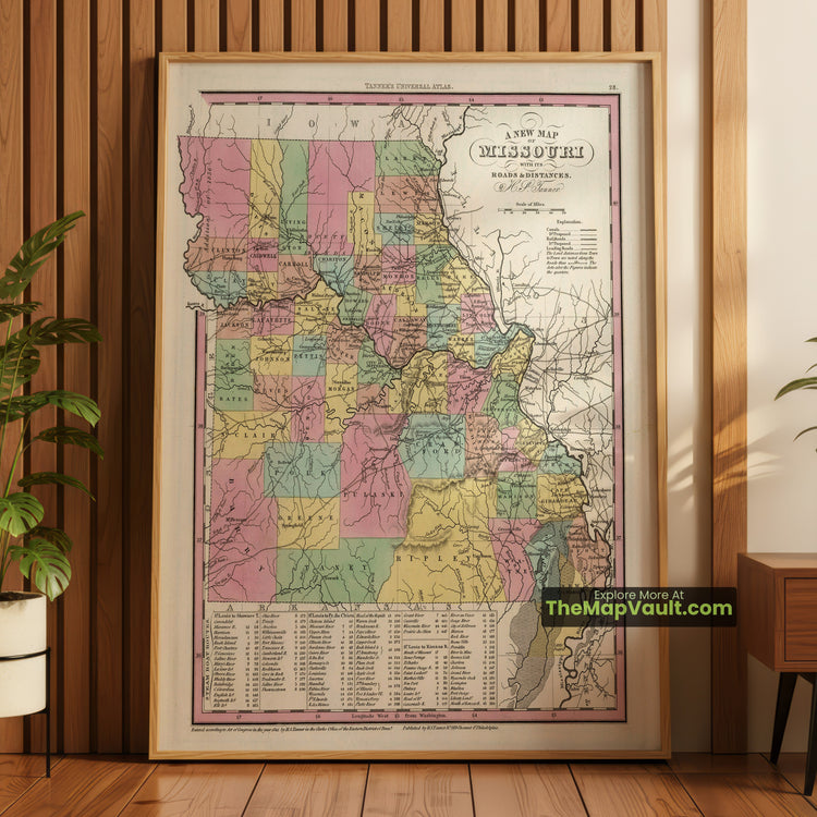 Missouri Map 1841 State Print - St. Louis, Jefferson City, Springfield - image 1