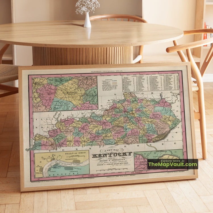 Kentucky Map 1839 State Print - Louisville, Lexington, Frankfort - image 1