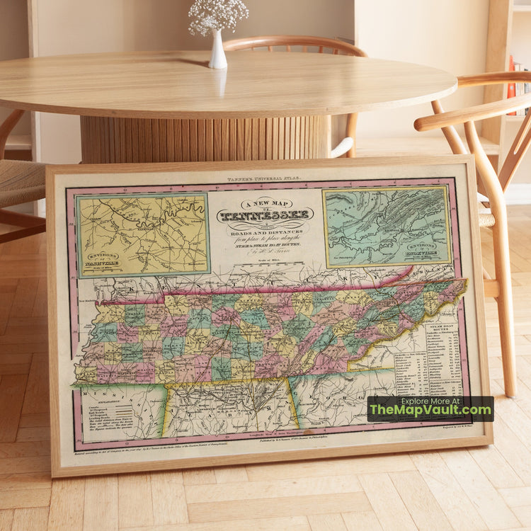 Tennessee Map 1841 State Print - Nashville, Knoxville, Memphis - image 1