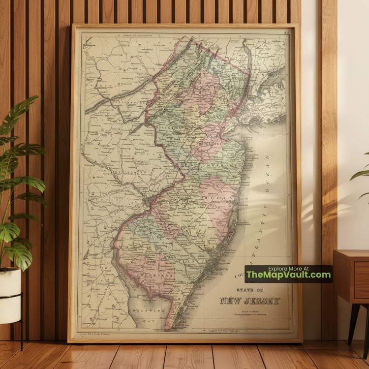 New Jersey Map 1882 County Print - Trenton, Newark, Camden - image 1