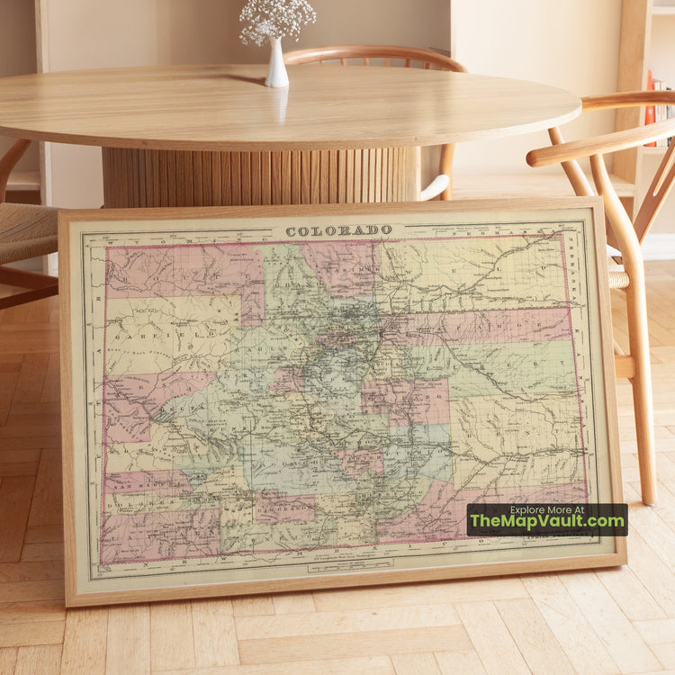 Colorado Map 1884 State Print - Denver, Colorado Springs, Leadville - image 1