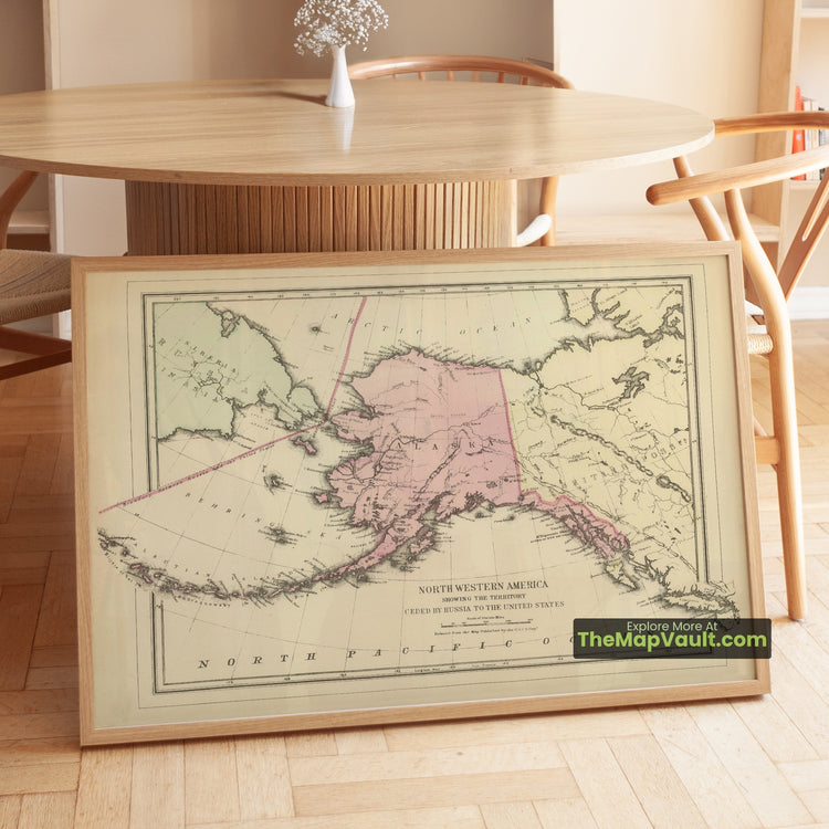 Alaska Map 1884 Territorial Print - Sitka, Bering Strait, Yukon River - image 1
