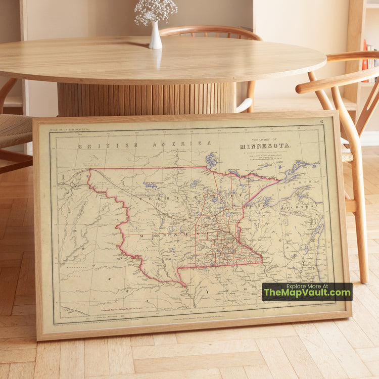 Minnesota Territory Map 1857 Territorial Print - St. Paul, Minneapolis, Duluth - image 1