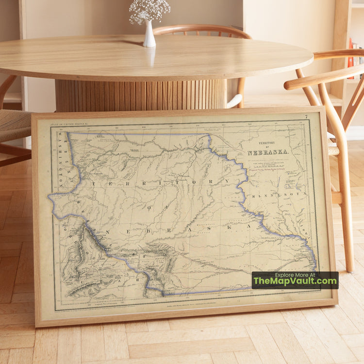 Nebraska Territory Map 1857 Territorial Print - Omaha, Bellevue, Nebraska City - image 1