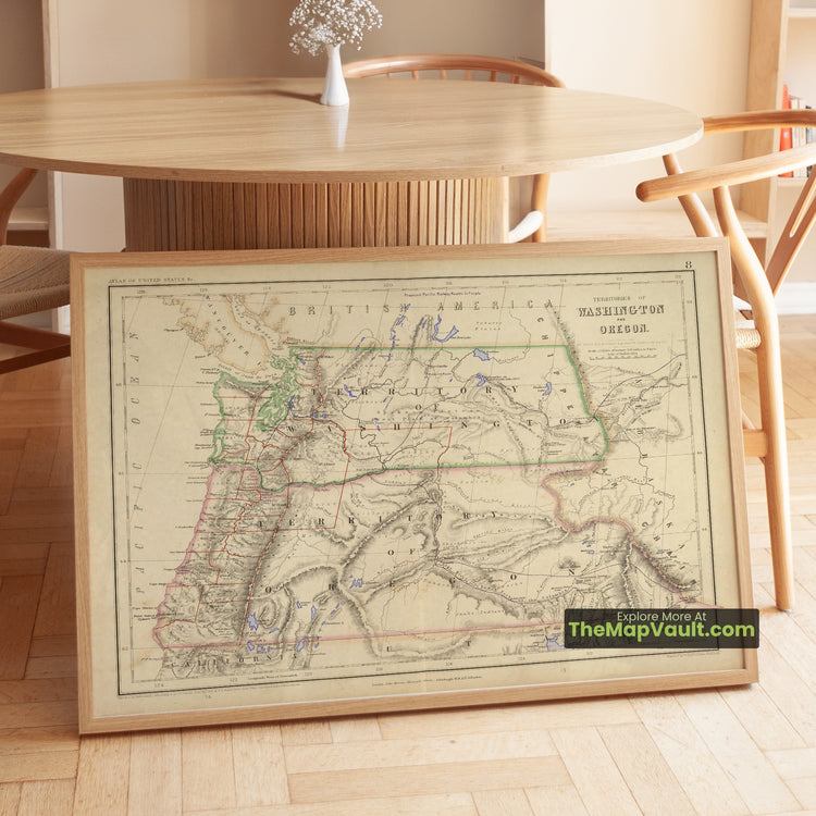 Washington & Oregon Territories Map 1857 Regional Print - Portland, Olympia, Salem - image 1