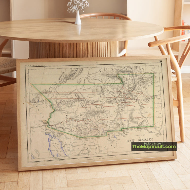 New Mexico Territory Map 1857 Territorial Print - Santa Fe, Tucson, Albuquerque - image 1