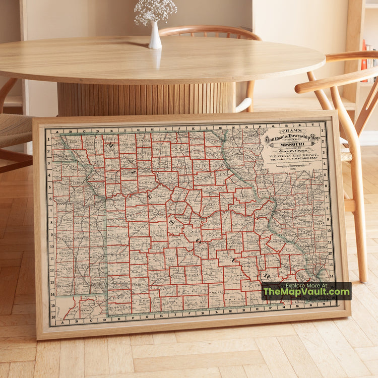 Missouri Map 1878 Railroad Print - St. Louis, Kansas City, Jefferson City - image 1