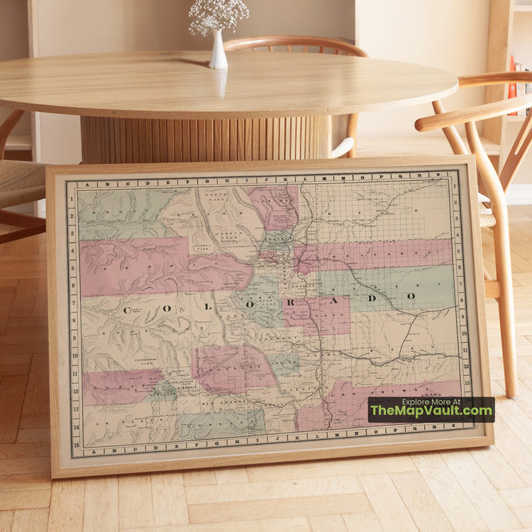 Colorado Map 1878 Railroad Print - Denver, Colorado Springs, Pueblo - image 1