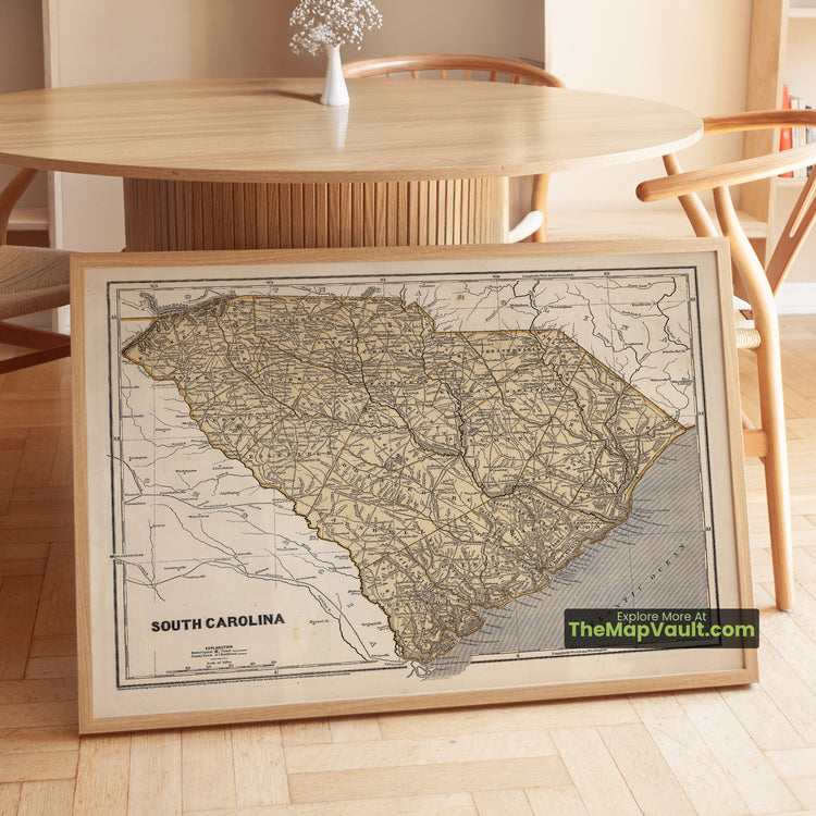 South Carolina Map 1845 State Print - Columbia, Charleston, Beaufort - image 1