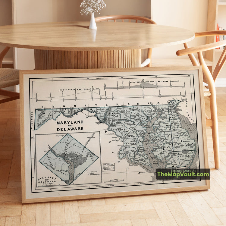 Maryland & Delaware Map 1845 Regional Print - Annapolis, Dover, Baltimore - image 1