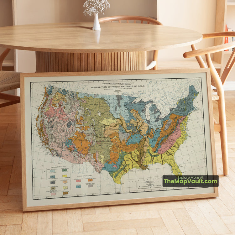 United States Map 1931 Soil Materials Print - Upper Midwest, Mississippi Valley, Appalachians - image 1
