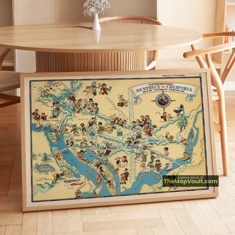 Washington D.C. Map 1935 Pictorial Print - Capitol Hill, Georgetown, National Mall - image 1