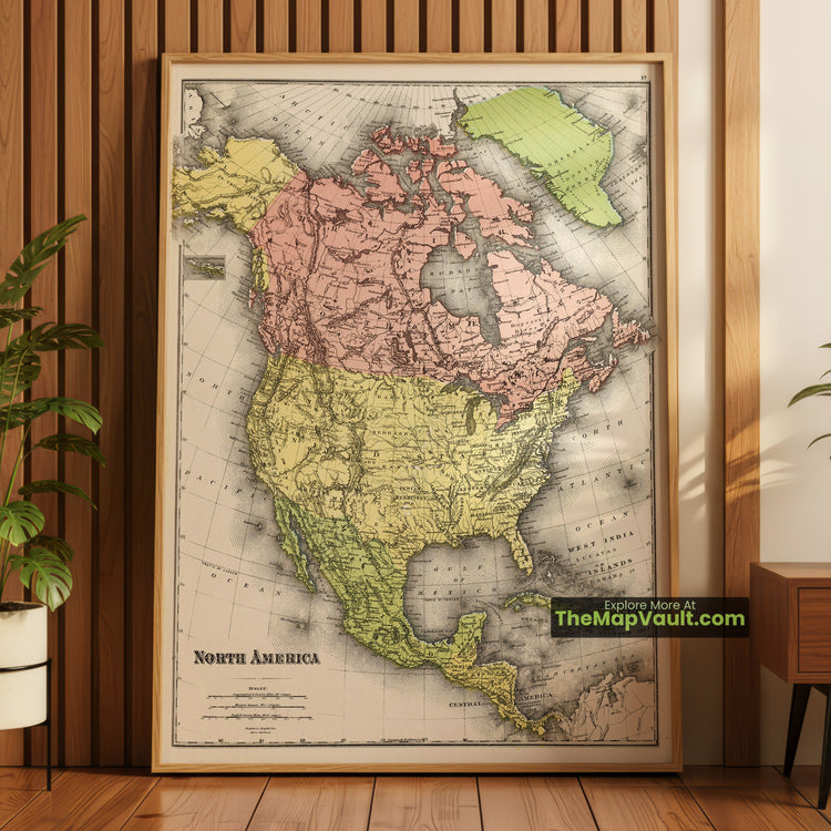 North America Map 1881 Regional Print - New York, Chicago, Toronto, Rocky Mountains - image 1