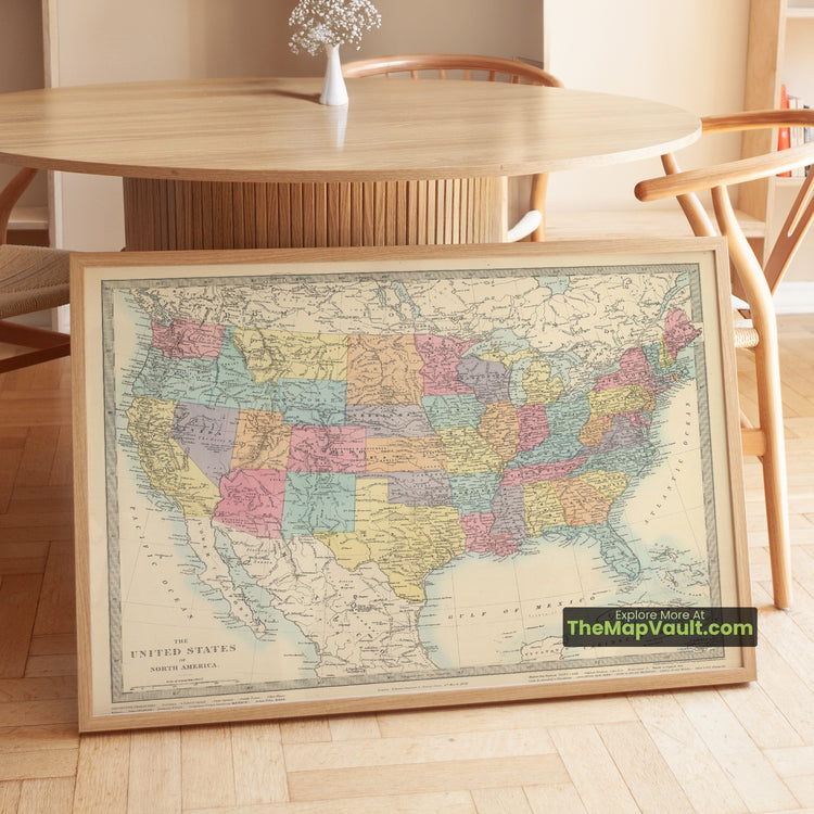 United States Map 1872 Regional Print - New York, Chicago, San Francisco - image 1