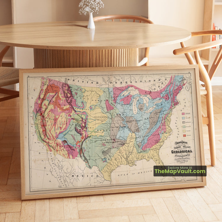 United States Map 1873 Geological Print - New York, Chicago, San Francisco - image 1