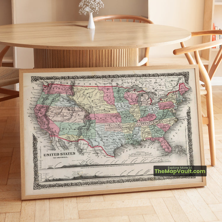 United States Map 1858 Regional Print - New York, New Orleans, San Francisco - image 1
