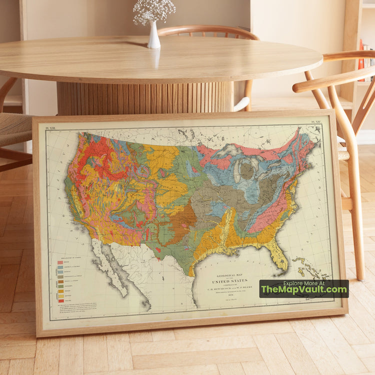 United States Map 1874 Geological Print - New York, Chicago, San Francisco - image 1