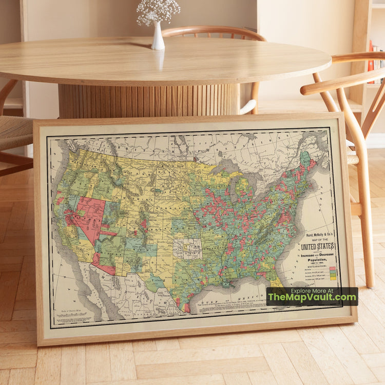 United States Map 1897 Population Change Print - New York, Chicago, San Francisco - image 1