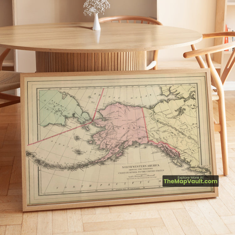 Alaska Map 1890 Territorial Print - Sitka, Bering Sea, Arctic Circle - image 1
