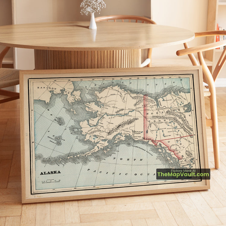 Alaska Map 1893 Territorial Print - Sitka, Aleutian Islands, Bering Sea - image 1
