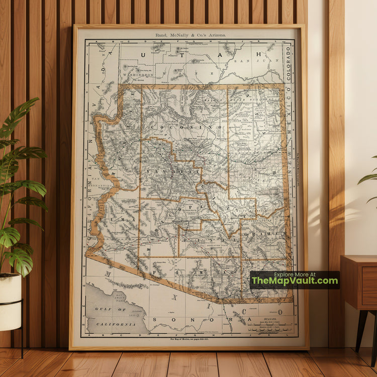 Arizona Map 1893 Territorial Print - Phoenix, Tucson, Prescott, Yuma - image 1