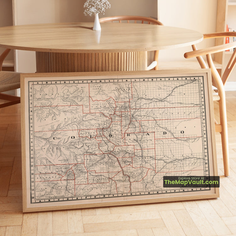 Colorado Map 1882 Railroad Print - Denver, North Park, South Park, Leadville - image 1