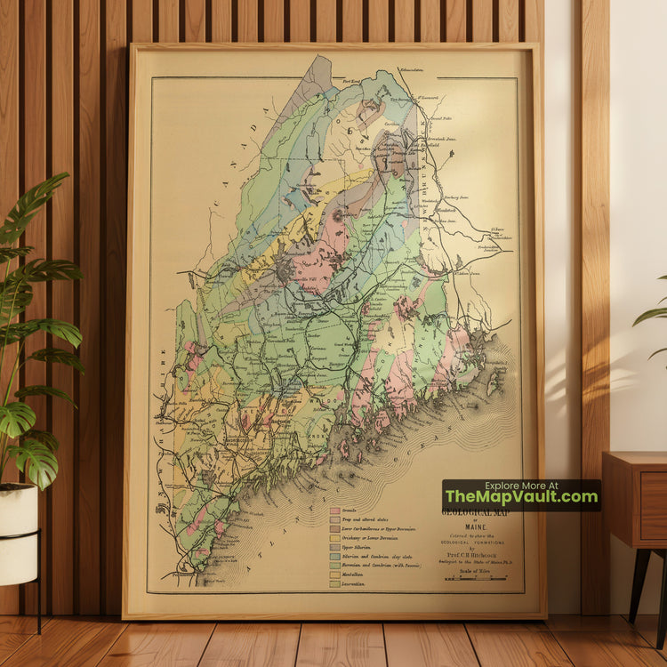 Maine Map 1894 Geological Print - Augusta, Bangor, Portland, Rumford - image 1