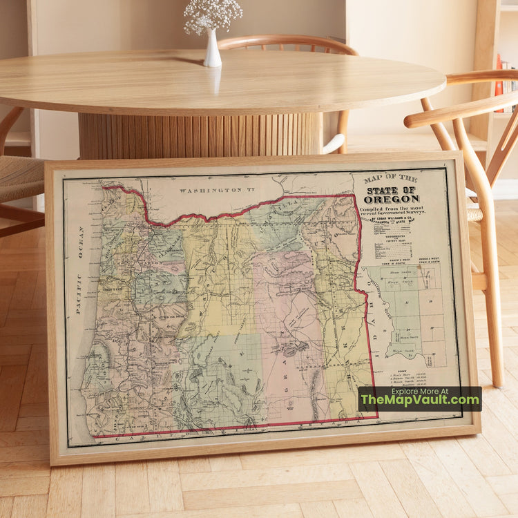 Oregon Map 1878 Survey Print - Salem, Portland, Eugene - image 1