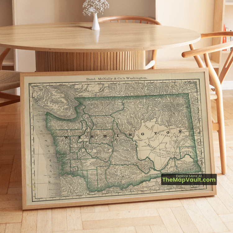 Washington Territory Map 1878 Territorial Print - Puget Sound, Mount Rainier, Columbia River - image 1
