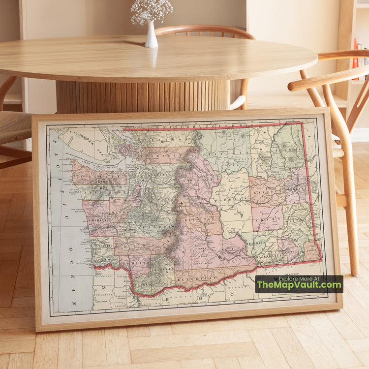 Washington Map 1901 State Print - Seattle, Olympia, Spokane - image 1