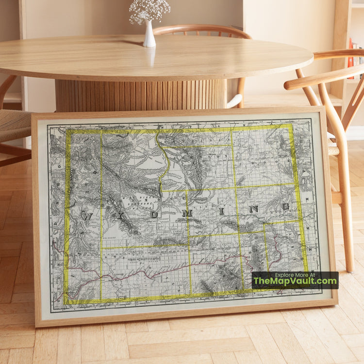 Wyoming Map 1889 Territorial Print - Cheyenne, Laramie, Sheridan - image 1