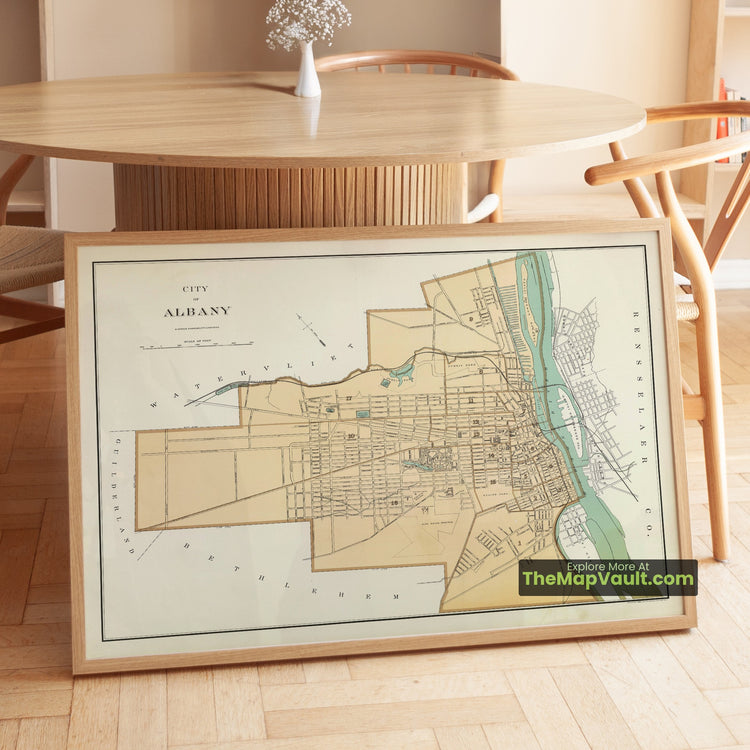 Albany, New York Map 1895 City Plan - Albany, Hudson River, Washington Park - image 1