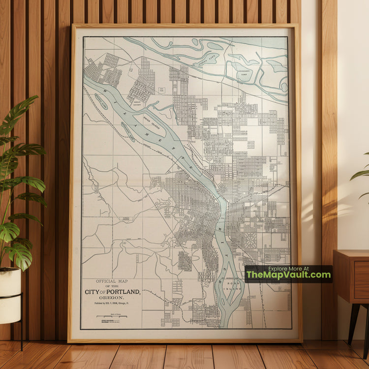 Portland, Oregon Map 1901 City Plan - Portland, Willamette River, Ross Island - image 1