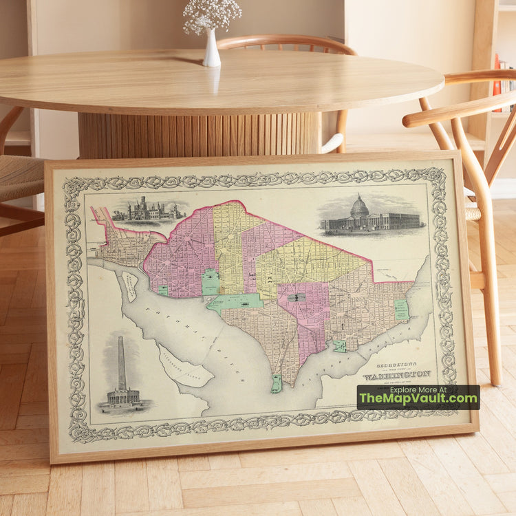 Washington, D.C. Map 1856 City Plan - Georgetown, Capitol, Smithsonian Institution - image 1