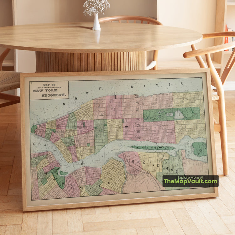 New York City Map 1873 City Plan - Manhattan, Brooklyn, Central Park - image 1